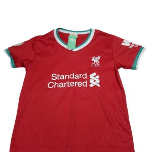 CAMISETA DE FUTBOL ROJA BORDE BCO VERDE LFC LIVERPOOLT6 AP DET ESTAMPA