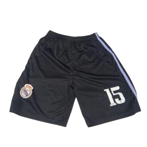 SHORT DEPORTIVO NEGRO RAYAS VIOLETA REAL MADRID IMIT T8/10 AP