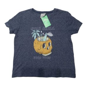 REMERA ALG AZUL STAY CHILL GOOD VIBES CALAVERA HERING KIDS T2