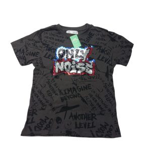 REMERA ALG GRIS LETRAS NEGRAS ONLY NOISE LENTEJUELAS ZARA T8 GT