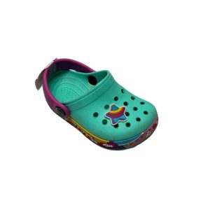 SUECOS TIPO CROCS TURQUESA FUCSIA UNICORNIOS T22