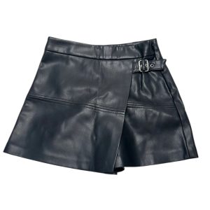 POLLERA SHORT DE CUERINA NEGRO HEBILLA ZARA T9