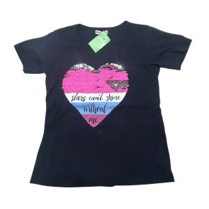 REMERA ALG AZUL CORAZON LENTEJUELAS ROSA UNGY GIRLS T8