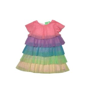 VESTIDO FLECOS DE COLORES ROSA LILA CELESTE VERDE H&M T2/3