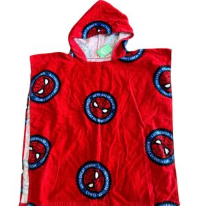 TOALLA CON CAPUCHA ROJO AZUL SPIDERMAN