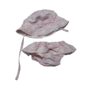 BIKINI CON CAPELINA CUADROS ROSA Y BCO EL CORTE INGLES BB 3/6M