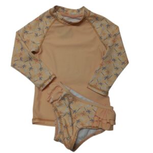 CONJUNTO REMERA BIKINI BEIGE MARIPOSA PROTECCION UV BRONZINI T6/9