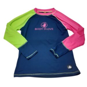 REMERA LICRA AZUL MANGAS ROSA AMARILLA BODY GLOVE T14APROX