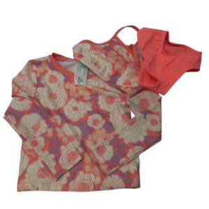 CONJUNTO DE 3 PIEZAS BIKINI T12M Y REMERA MANG LARG T2 ROSADO FLORES