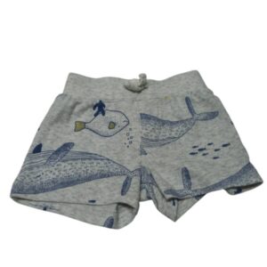 SHORT DE ALGODON GRIS BALLENAS PECES CARTERS T3M