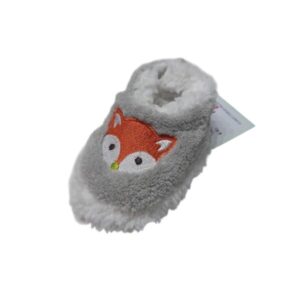 PANTUFLAS PELUDITAS GRISES ZORRITO BORDADO BB MCH X