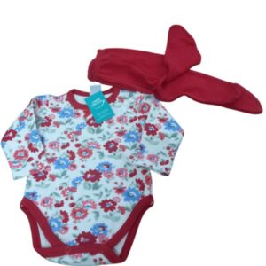 CONJ BODY Y PELELE BCO ROJO FLORES PILIM T1M