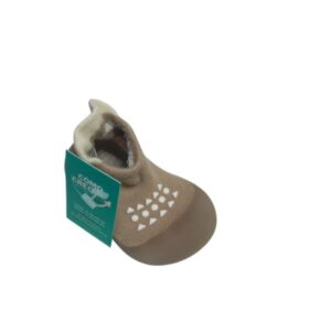 ZAPATOS PARA BEBE MEDIA CON SUELA GOMA BEIGE BLANCO