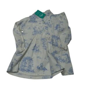 VESTIDO ML TELA FINA BCO ANIMALITOS CELESTE VOLADITO PETIT LAPIN T3/6M
