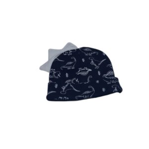 GORRO ALG AZUL DINOSAURIOS BLANCOS BEBE