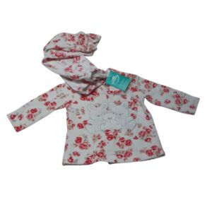 CONJ.BATITA PELELE PIEL DURAZNO BLANCO FLORES ROJAS OSOS COCOMIEL 2/4M