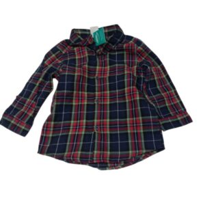 CAMISA VILLELA CUADROS AZUL VERDE ROJA H&M T9/12M