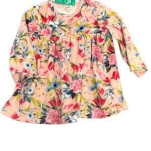 VESTIDO PIEL DURAZNO ROSA FLORES TEDDY T9/12M