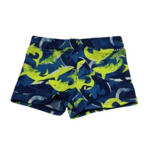 SHOR DE BAÑO ALICRADO AZUL TIBURONES FLUO DECATHLON T6/8 NUEVA