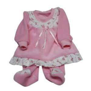 CONJUNTO PELELE BUZO ROSA PLUSH MOÑITA T1 0/3M