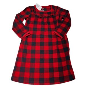 VESTIDO POLAR CUADROS ROJO NEGRO VOLADOS CARTERS T4