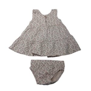 SOLERA ALG BEIGE FLORCITAS BOTONES MADERA + BOMBACHA CARTERS 3M