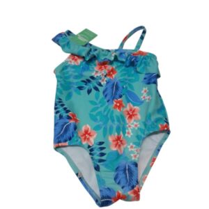 MALLA VERDE AGUA FLORES ROSADAS BCAS HOJAS THE CHILDRENS PLACE T12/18M