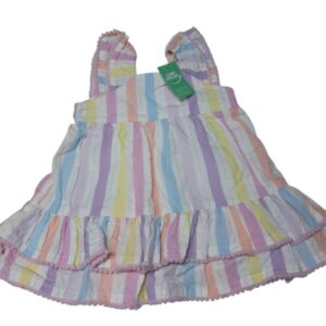 VESTIDO BCO CELESTE VIOLETA PLATEADO VOLADOS TEDDY BOOM T3/6M