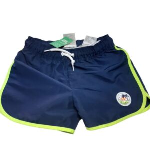 SHORT DE BAÑO AZUL BORDE AMARILLO FLUO H&M T2/4