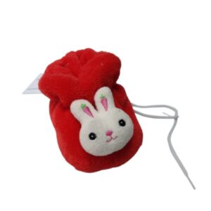 PANTUFLA POLAR PELUDITA ROJA CON CONEJO BEBE