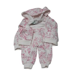 CONJ.CAMPERA PANTALON BLANCO FLORES ROSADAS PRIMARK T3/6M