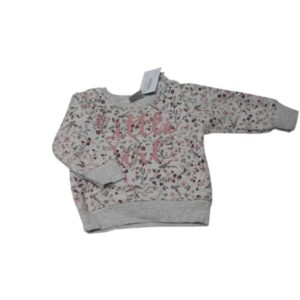 BUZO GRIS FLORE HOJAS LITTLE GIRL TEDDY BOOM T0/3M