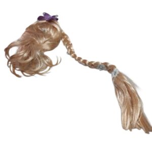 PELUCA RUBIA TRENZA FLOR LILA