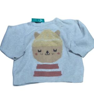 BUZO TEJIDO CREMITA GATO GORRO AMARILLO TEX T9M MCH