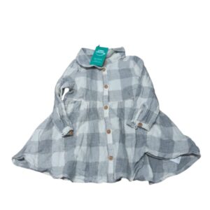 VESTIDO VILLELA CUADRILLE GRIS BLANCO H&M T4/6M