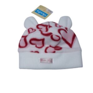 GORRO MICROPOLAR BCO CORAZONES OREJITAS NUEVO