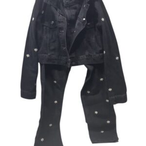 CONJ CAMPERA MAS JEAN NEGRO FLORES BCO Y AMARILLO FUZARKA T11/12