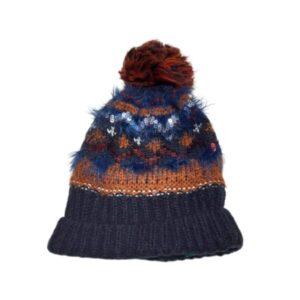 GORRO LANA AZUL MARRON LENTEJUELAS ZARA