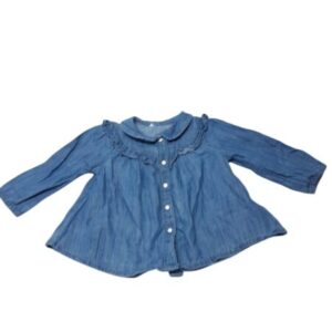 CAMISA DE JEAN VOLADITOS BOTONES BCOS T9/12M AP ETIQ CORT