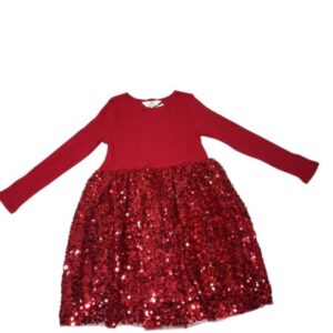 VESTIDO ALG ROJO POLLERA LENTEJUELAS NUEVO H&M 4/6