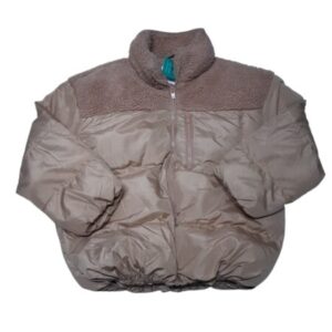 CAMPERA CORDERITO CON NYLON BEIGE BAS T10 MANCHITA ADE