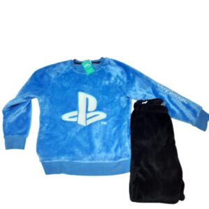 PIYAMA 2P BUZO AZUL PANTALON NEGRO PELUDITO PLAYSTATION T7/8 FR