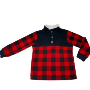 BUZO POLAR NEGRO ROJO 3 BOTONES CORDERITO CUELLO CARTERS T4