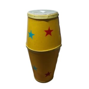 TAMBOR AMARILLO ESTRELLAS DE COLORES 56CM ALTO