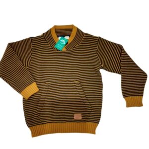 BUZO DE LANA LINEAS AMARILLO AZUL CUELLO EN V SKY BLUE T6