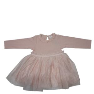 VESTIDO ROSA VIEJO TUL VOLADITOS H&M T4/6M