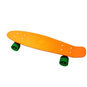 SKATE NARANJA FLUO Y RUEDAS VERDES