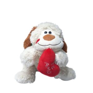 PERRO PELUCHE ACOSATADO CORAZON TE AMO