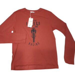 REMERA ROJO LADRILLO MOTO EXTREME MANGO MNG T13/14 NUEVA