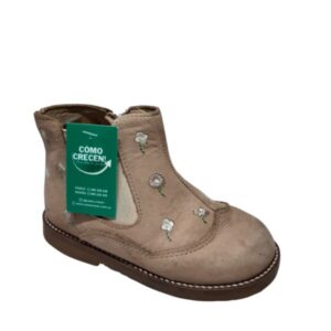 BOTAS BEIGE FLORCITAS BORDADAS DE LA PAZ T27 MCHITA GT